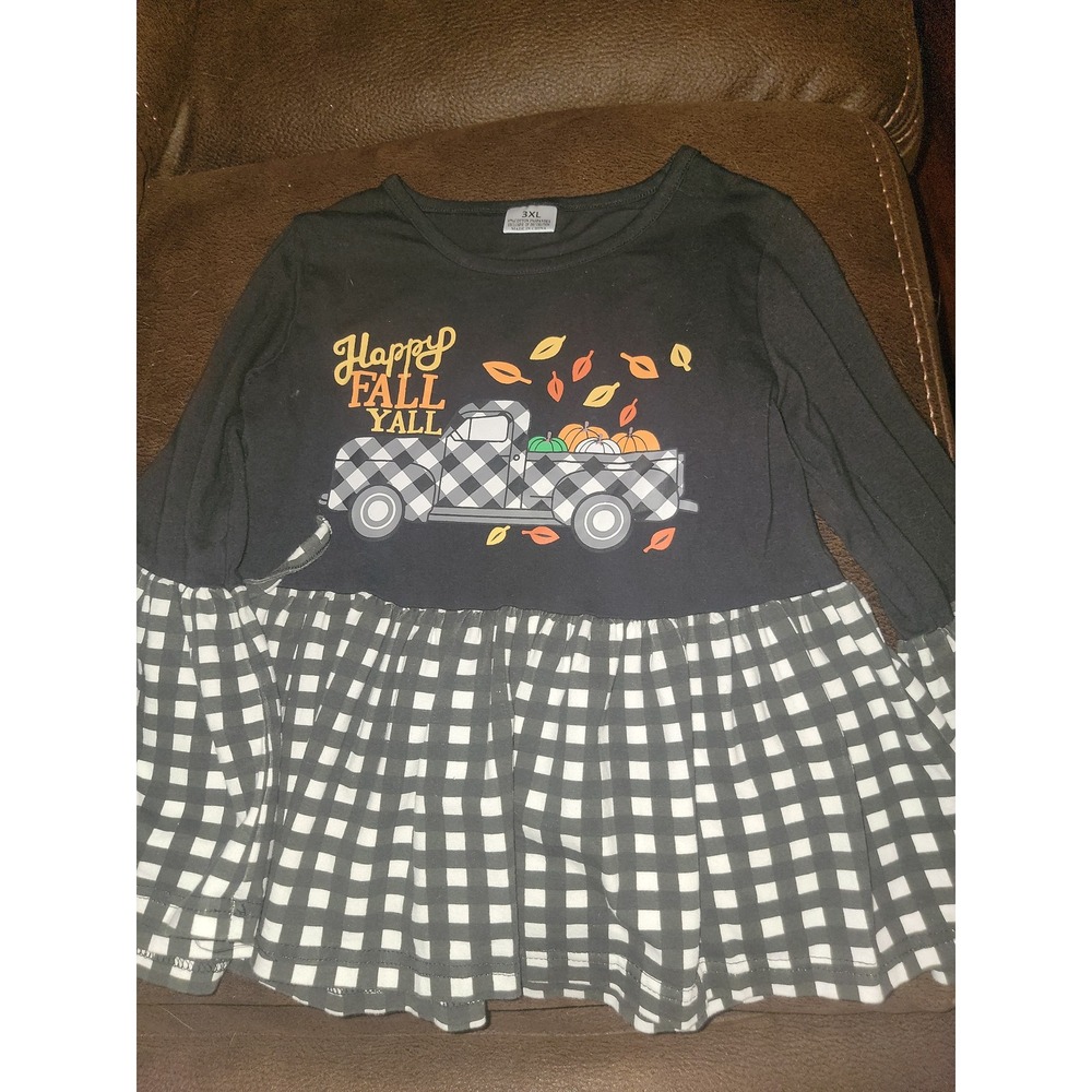 Boutique happy fall y'all truck black top winged sleeves‎ size 3XL 8